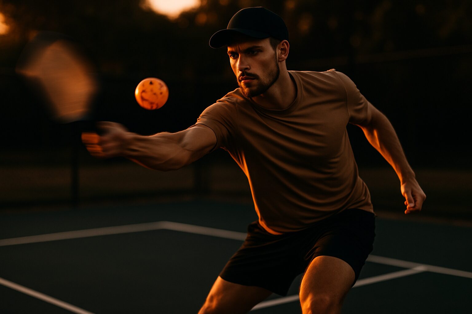 Pickleball player in action